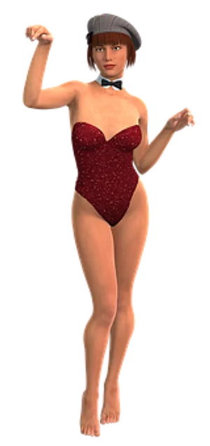 Retro Style3 D Model Pose