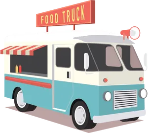 Retro Styled Food Truck Illustration PNG
