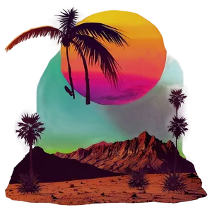 Retro Sunset Over Desert Png 06252024 PNG image