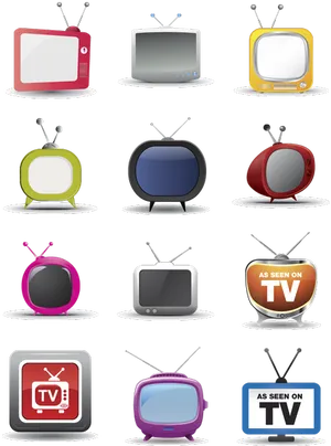 Retro T V Icons Set PNG image