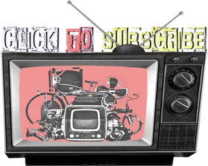 Retro T V Subscribe Concept PNG image