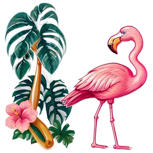 Retro Tropical Flamingo PNG Fsh