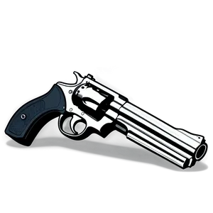 Revolver In Black And White PNG 9
