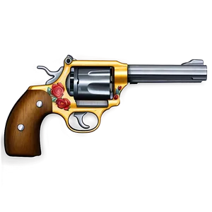 Revolver With Rose Motif PNG Wdf