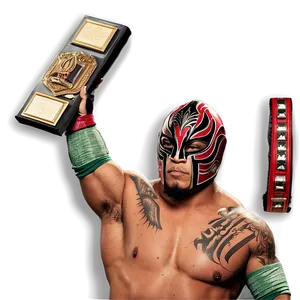 Rey_ Mysterio_ Holding_ Championship_ Belt PNG