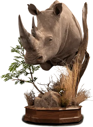 Rhinoceros Sculpture Art Piece PNG image