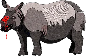 Rhinoceroswith Butterflyon Nose PNG image