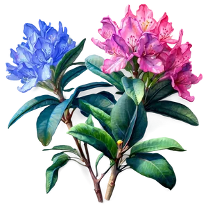 Rhododendron Watercolor PNG 77