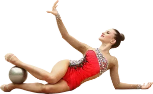 Rhythmic Gymnast Graceful Posewith Ball PNG image