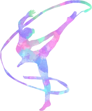 Rhythmic Gymnast Silhouette Ribbon PNG image