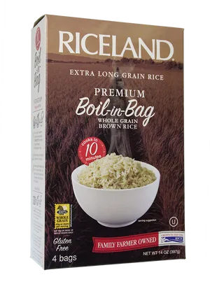 Riceland Extra Long Grain Brown Rice Packaging PNG image