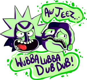 Rickand Morty Expressions Aw Jeez Wubba Lubba Dub Dub PNG image