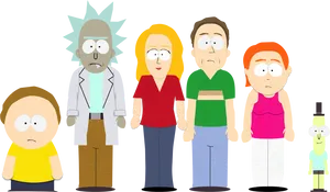 Rickand Morty South Park Style PNG image