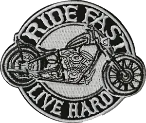 Ride Fast Live Hard Motorcycle Patch PNG image