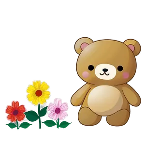 Rilakkuma And Flowers Png Qju58 PNG image