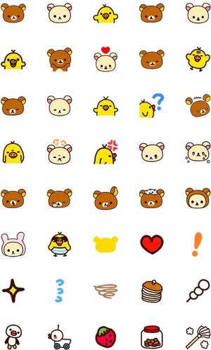 Rilakkuma Emoji Pattern Background PNG