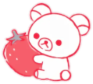 Rilakkuma Hugging Strawberry PNG
