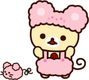 Rilakkumain Pink Bear Costume PNG image