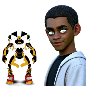 Riley Freeman With Robot Companion PNG
