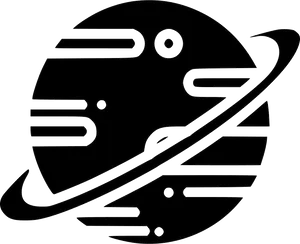 Ringed Planet Outline Graphic PNG image