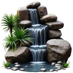 River Rock Waterfall Design PNG 29
