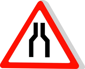 Road Narrowing Sign PNG
