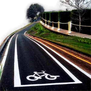 Road With Bicycle Lane Png 05032024 PNG image