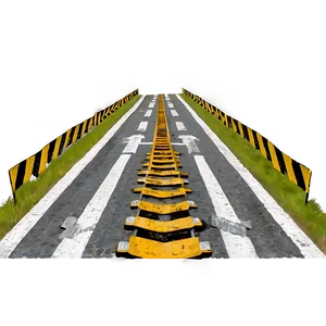 Road With Railway Crossing Png 05032024 PNG image