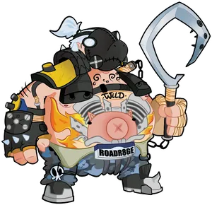 Roadhog Overwatch Cartoon Emote PNG image