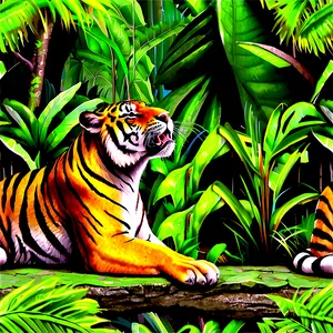 Roaring Tiger In Jungle Png Kvh PNG image