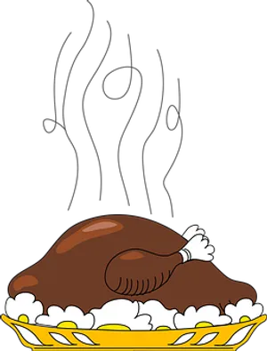 Roast Turkey Cartoon Illustration