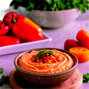 Roasted Red Bell Pepper Hummus Png 06252024 PNG image