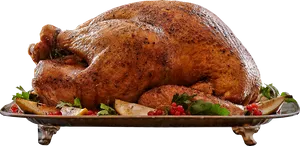 Roasted Thanksgiving Turkeyon Platter PNG image