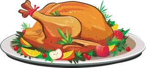 Roasted Turkey Dish Illustration PNG image
