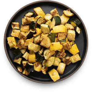 Roasted Zucchini Chunks Plate PNG