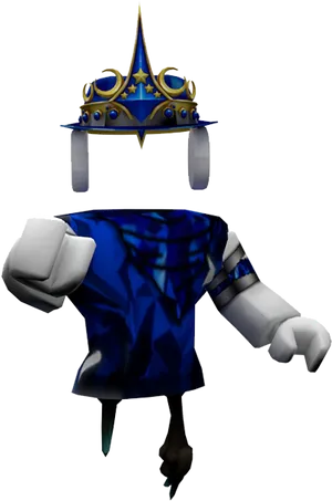 Roblox Avatarwith Crownand Blue Shirt PNG image