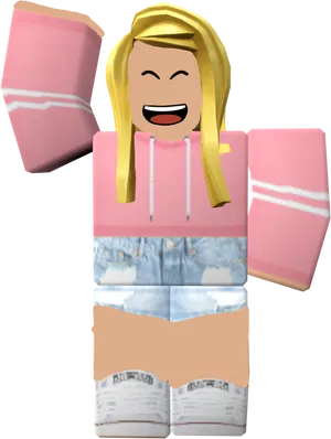Roblox Character Laughing Pink Hoodie