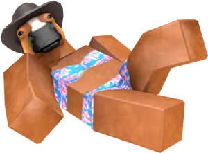 Roblox Character Lying Down With Hat PNG image