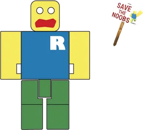 Roblox Character Save The Noobs Sign