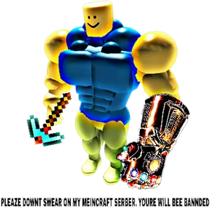 Roblox Character With Infinity Gauntletand Minecraft Sword