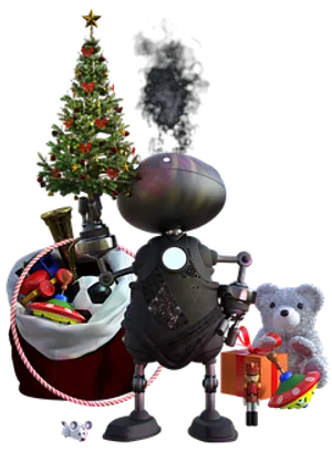 Robot Santa Christmas Scene