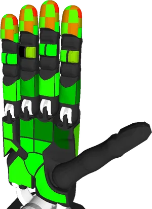 Robotic Green Hand Gesture PNG image
