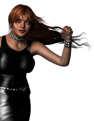 Rock Chic Animated Portrait PNG image