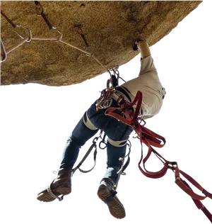 Rock Climber Ascending Cliff PNG image