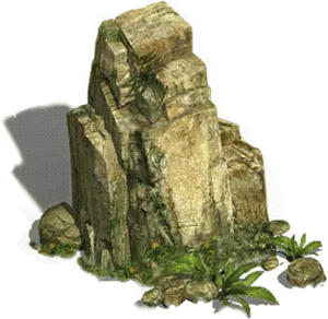 Rock_ Formation_with_ Vegetation PNG image