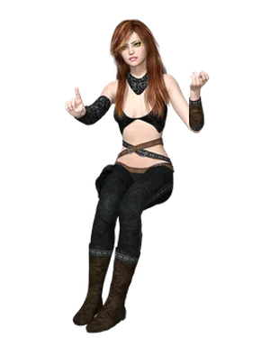Rock Inspired Female Character Pose PNG image