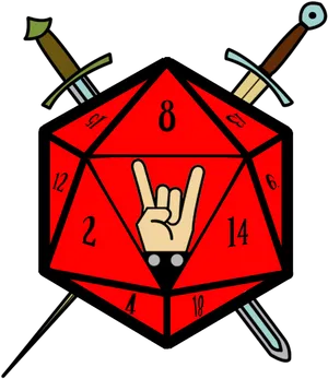 Rockand Roll D20 Dice PNG image