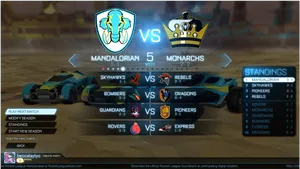 Rocket League Matchup Screen Mandaloriansvs Monarchs PNG image