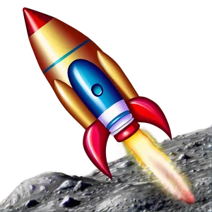 Rocketship On Moon PNG Nhj