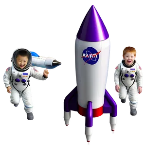 Rocketship With Astronauts PNG 06132024
